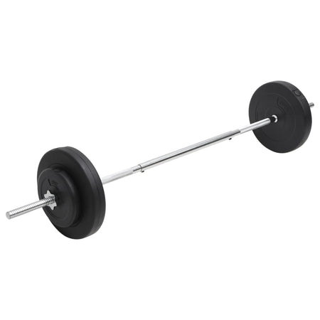 Set Bilanciere Multifunzione con Dischi 30 kg in Acciaio Cromato