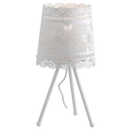Lume Treppiedi Abat jour Moderno Bianco Opaco paralume Forato Pizzo E27
