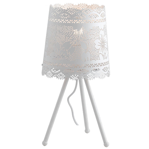 Lume Treppiedi Abat jour Moderno Bianco Opaco paralume Forato Pizzo E27