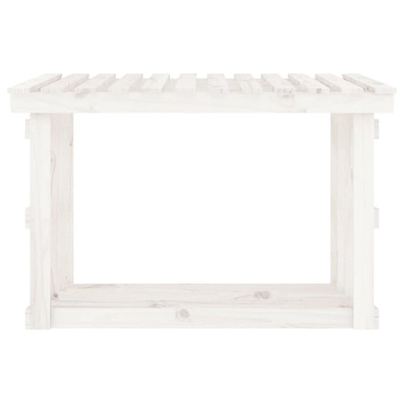 Portalegna Bianco 108x64,5x77 cm in Legno Massello di Pino