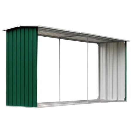 Portalegna Capannone da Giardino in Acciaio Zincato 330x92x153cm Verde