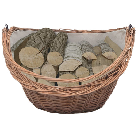 Cesta Portalegna da Ardere con Manico 60x44x55 cm Naturale in Salice