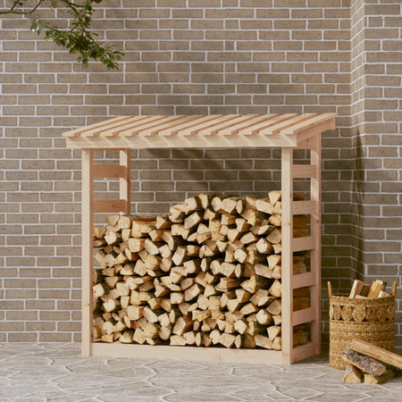 Portalegna 108x64,5x110 cm Portaceppi in Legno Massello di Pino