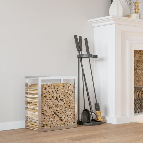 Portalegna 50x28x56 cm Portaceppi in Acciaio Inossidabile
