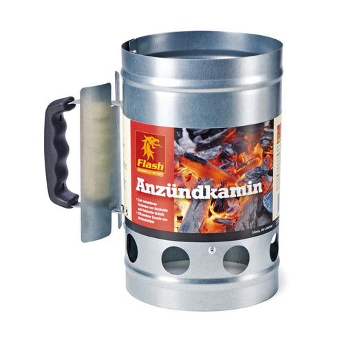 Accendi carboni e bricchetti per barbecue ravviva fiamma inox con manico di protezione