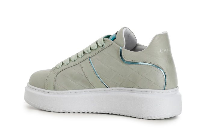 SNEAKERS IN PELLE STAMPA INTRECCIO