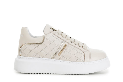 SNEAKERS IN PELLE STAMPA INTRECCIO
