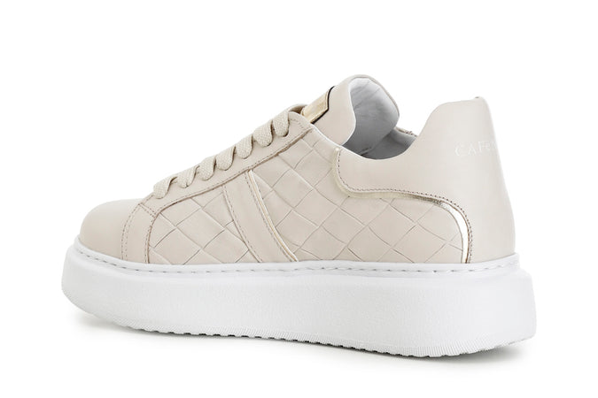 SNEAKERS IN PELLE STAMPA INTRECCIO