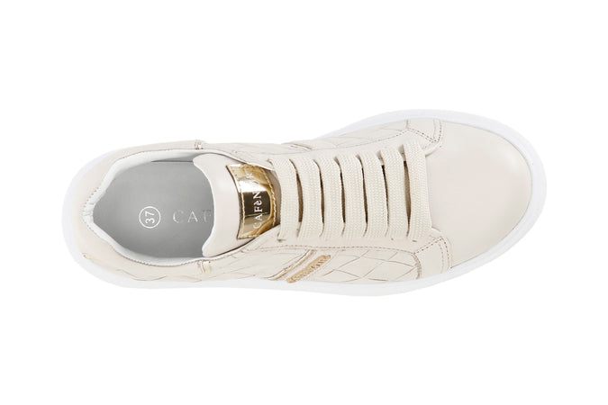 SNEAKERS IN PELLE STAMPA INTRECCIO