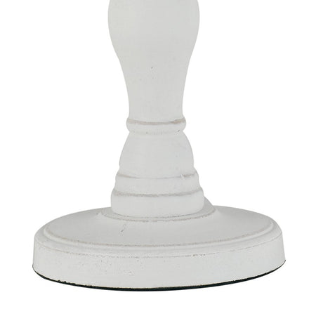 Abat jour Fusto Legno Bianco Paralume Cotone Marrone Cuori Classica E27