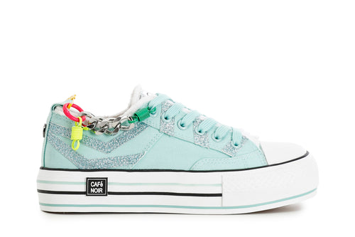 SNEAKERS IN TESSUTO E GLITTER CON FRANGE
