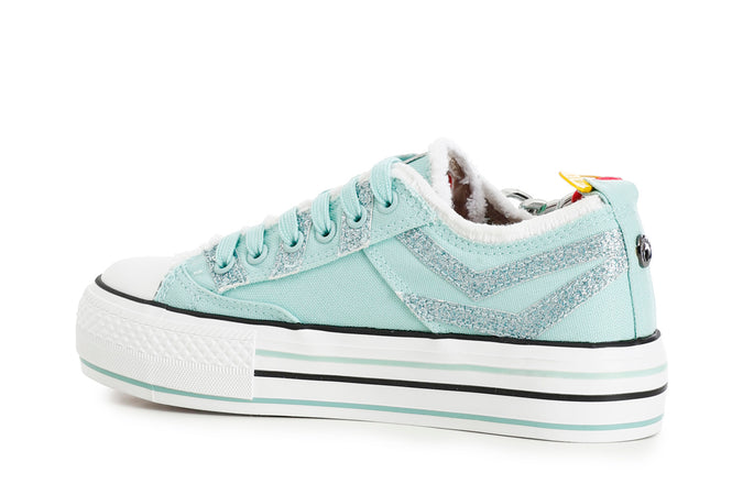 SNEAKERS IN TESSUTO E GLITTER CON FRANGE
