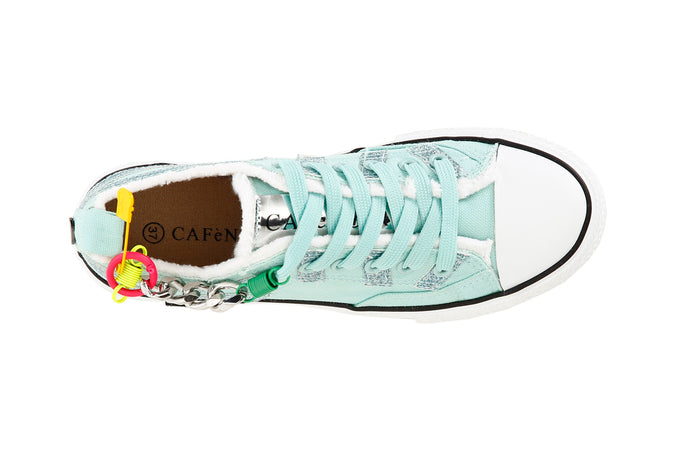 SNEAKERS IN TESSUTO E GLITTER CON FRANGE