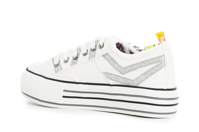 SNEAKERS IN TESSUTO E GLITTER CON FRANGE