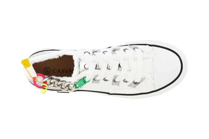 SNEAKERS IN TESSUTO E GLITTER CON FRANGE