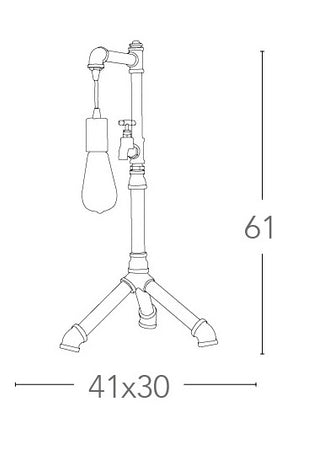 Lampada da Tavolo Rustica Rubinetto Metallo Invecchiato Vintage E27
