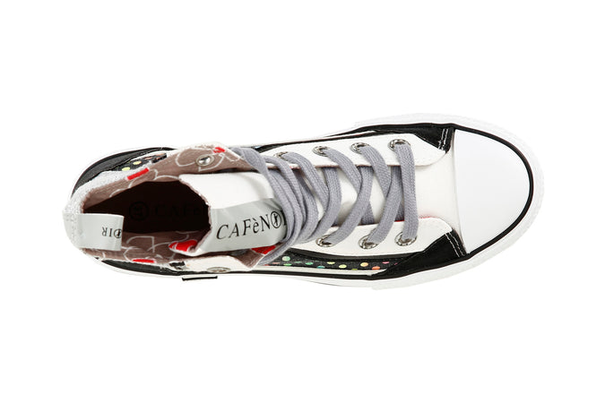 SNEAKERS MID PATCHWORK IN TESSUTO CON POIS