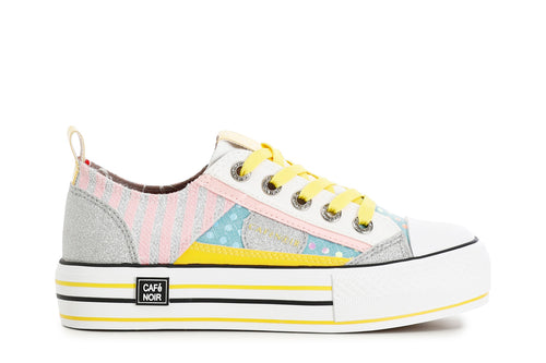 SNEAKERS PATCHWORK IN TESSUTO CON POIS