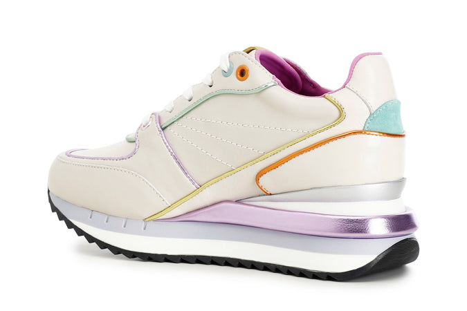 SNEAKERS IN PELLE CON PROFILI COLORATI