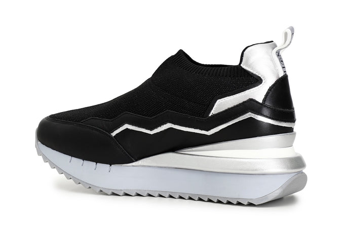 SLIP ON IN TESSUTO LUREX E PELLE