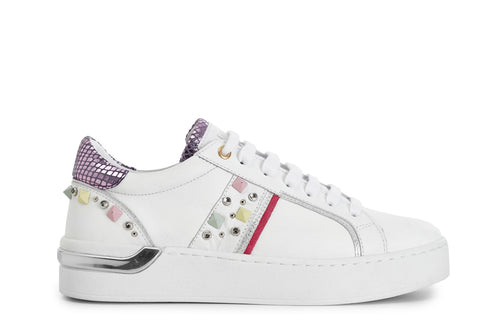 SNEAKERS IN PELLE CON STRASS
