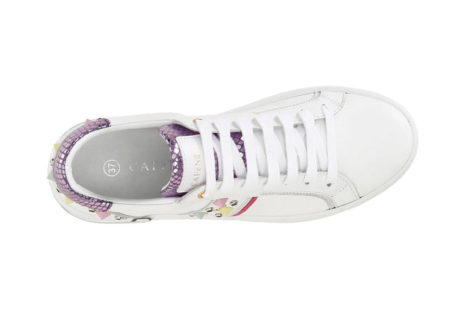 SNEAKERS IN PELLE CON STRASS