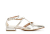 BALLERINA IN PELLE E PELLE LAMINATA CONLACCIO E FIBBIA