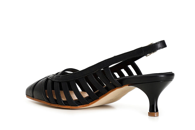 SCARPE GABBIA APERTE DIETRO IN PELLE