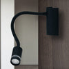 Applique Lampada da Lettura Flessibile Silicone Nero Moderna Led 3 watt Luce Calda