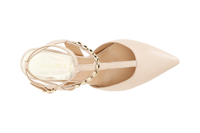 SCARPE IN PELLE CON LACCIO ALLA CAVIGLIA E ACCESSORIO