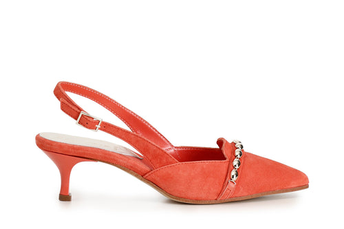 SCARPE APERTE DIETRO IN PELLE SCAMOSCIATA CON ACCESSORIO