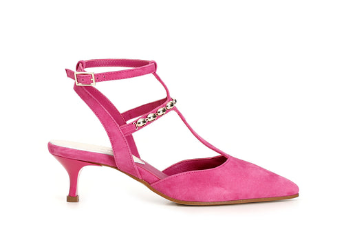 SCARPE IN PELLE SCAMOSCIATA CON LACCIO ALLA CAVIGLIA E ACCESSORIO