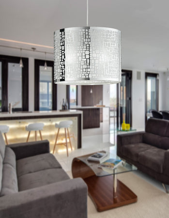 Lampadario a Sospensione Circolare Acciaio Intaglio Laser Moderno E27