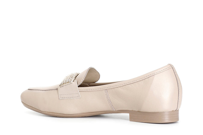 MOCASSINO IN PELLE CON PASSANTE IN MICROSTRASS