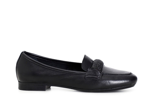 MOCASSINO IN PELLE CON PASSANTE IN MICROSTRASS