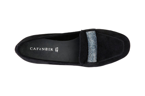 MOCASSINO IN PELLE SCAMOSCIATA CON PASSANTE IN MICROSTRASS
