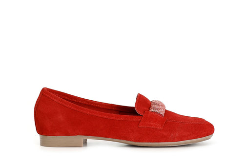 MOCASSINO IN PELLE SCAMOSCIATA CON PASSANTE IN MICROSTRASS