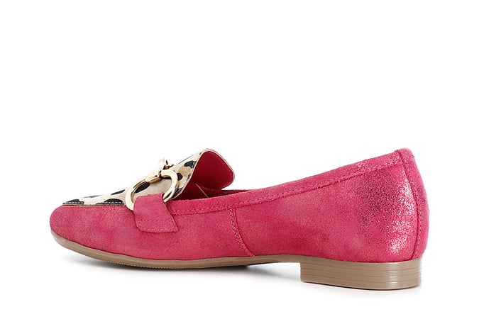 MOCASSINO IN PELLE GLITTER E CAVALLINO