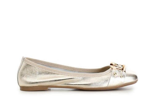 BALLERINA IN PELLE LAMINATA CON CATENA