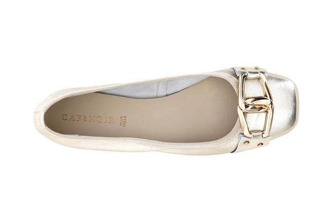 BALLERINA IN PELLE LAMINATA CON CATENA