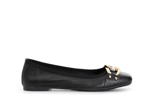 BALLERINA IN PELLE LAMINATA CON CATENA