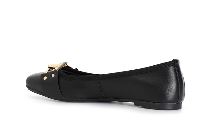 BALLERINA IN PELLE LAMINATA CON CATENA