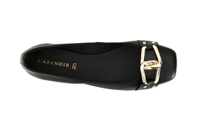 BALLERINA IN PELLE LAMINATA CON CATENA