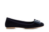 BALLERINA  IN PELLE SCAMOSCIATA CON FIOCCO IN MICROSTRASS