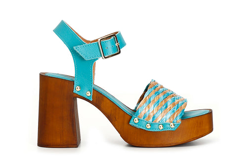 SANDALO IN RAFFIA E PELLE