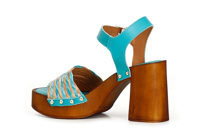 SANDALO IN RAFFIA E PELLE