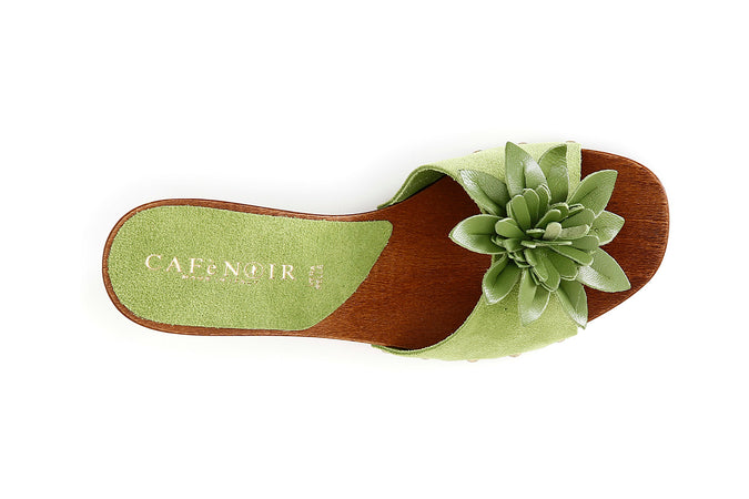 CIABATTA IN PELLE SCAMOSCIATA CON FIORE