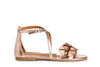 SANDALO IN PELLE METALLIZZATA DOPPIA FASCIA E INCROCIO