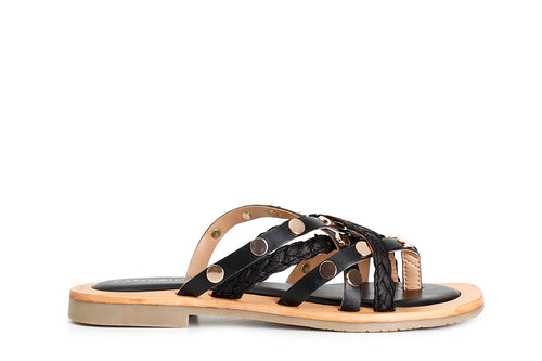 CIABATTA INCROCIO IN PELLE E RAFFIA