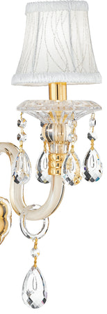 Applique paralumi Tessuto Decorato Gocce Cristalli K9 finiture Oro Classica E14